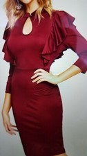 Womens Midi Ruffle Dress Burgundy Bodycon New no Tag Pencil size M New No Tag