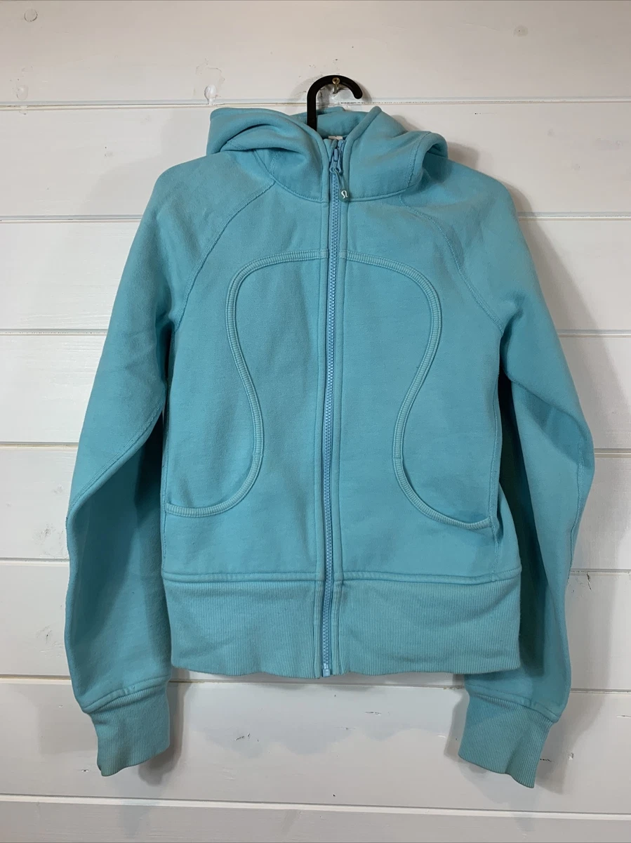 Lululemon Scuba Full Zip Hoodie Size 4 Aqua Blue Hooded Jumper Sweater  Women