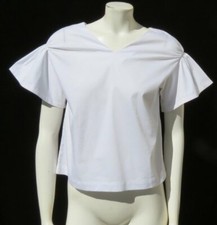 NEW BANANA REPUBLIC White Stretch Cotton Pinch Sleeve Shirt Top US XS SAMPLE