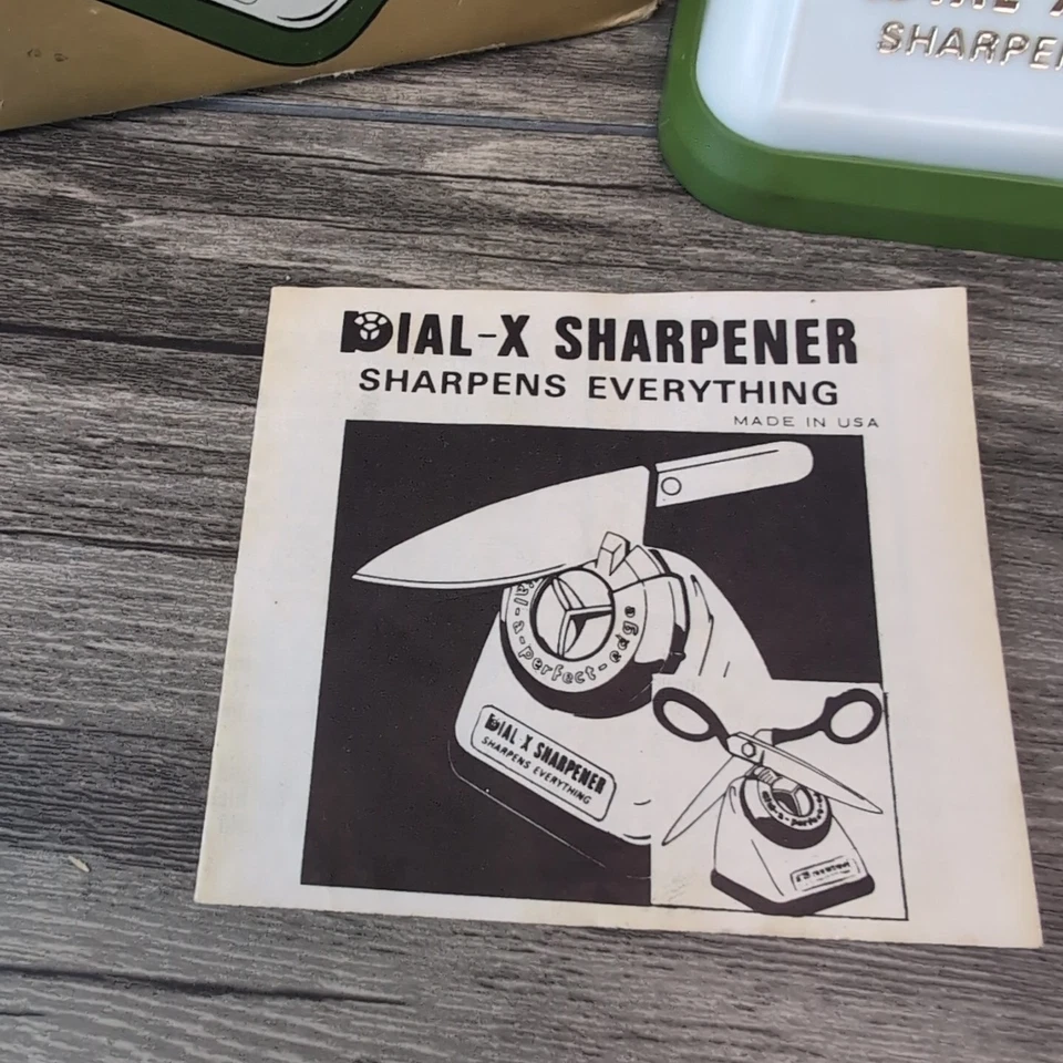 Винтажный DIAL-X точило ножи ножницы лезвия зеленый и белый (b412) как видели по телевизору - Изображение 3 из 4