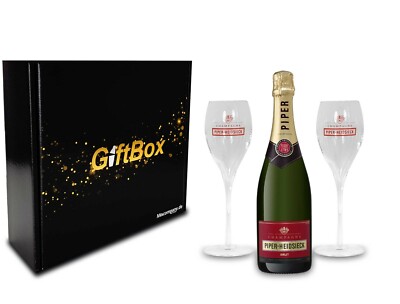 Piper Heidsieck Geschenkset - Piper Champagner Brut 750ml (12% Vol) + 2 Flöten 