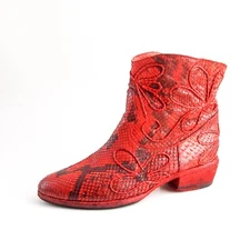 Fauzian Jeunesse Python Boots Red Snake Leather Womens size US 6 EU 36 