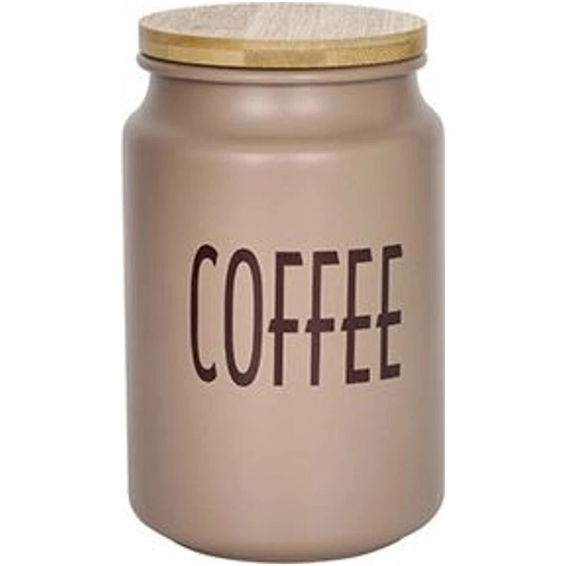 Barattolo Caffè BRANDANI Tortora Metallo Tappo Bamboo 15cm Contenitore Cucina