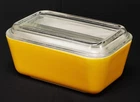 Vintage Pyrex No 502 Refrigerator Dish with Cover Primary Colors Yellow