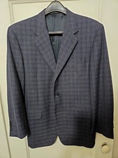 Canali Blue Glen Plaid Wool Sport Coat 3/2 Roll 42R Made In Italy