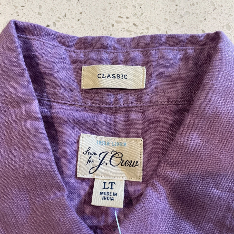 J. CREW BAIRD MCNUTT IRISH LINEN S/S SHIRT IN Purple SIZE LT Tall NWT - Image 2 of 4