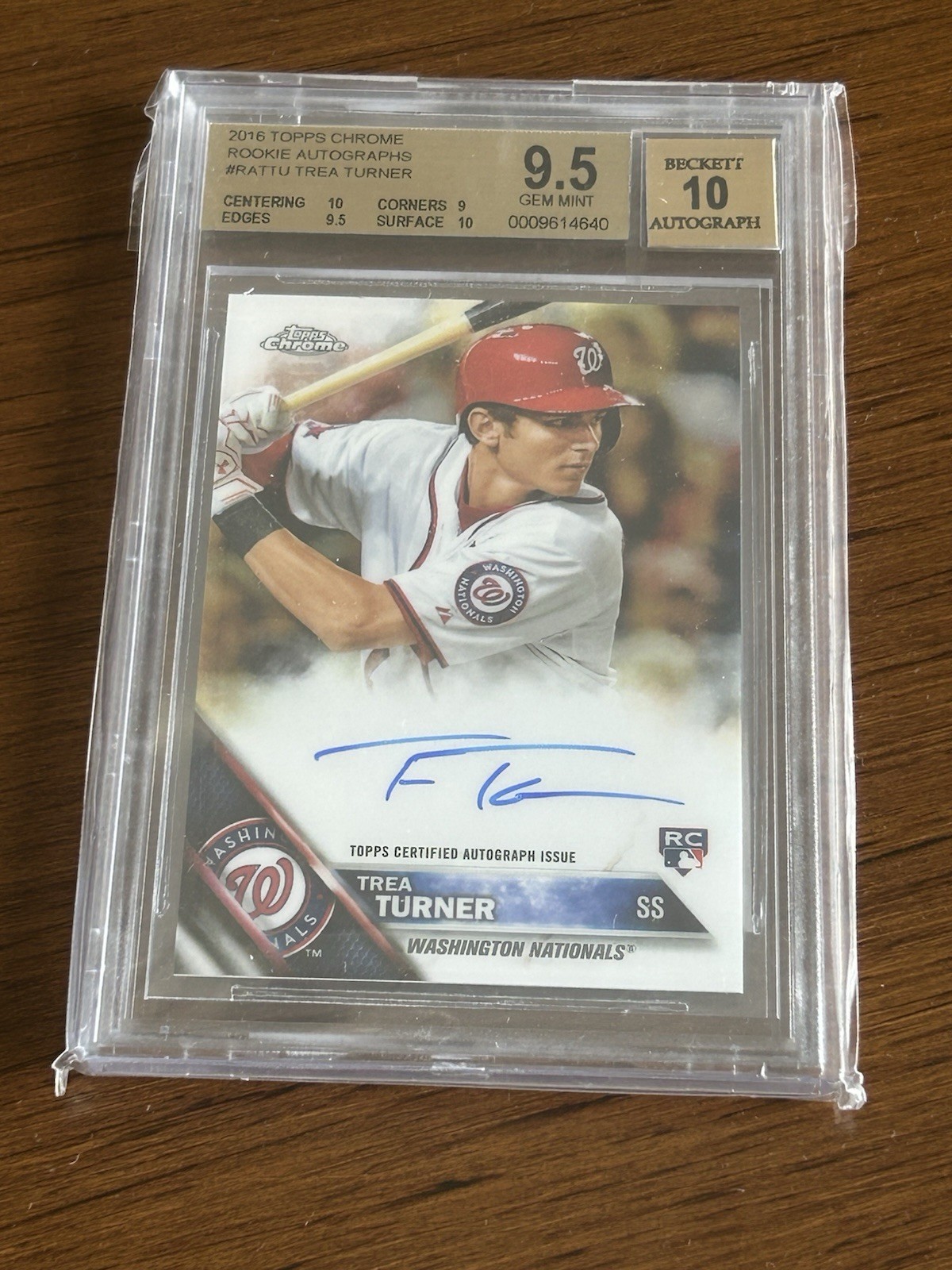 2016 Topps Chrome Autograph Trea Turner RC Rookie BGS 9.5 w/ 10 AUTO