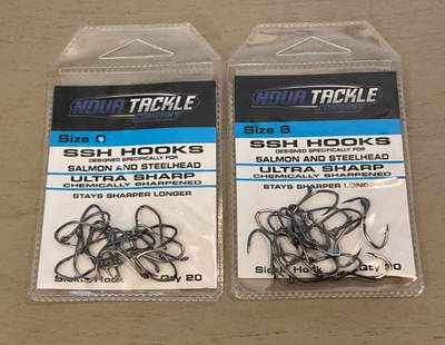 Salmon and SteelHead Nova Tackle (Sickle) Hooks Size 6 - Two Packages