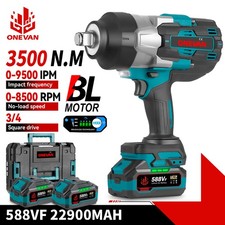 3500NM Impact Wrench Drill 3/4 Cordless Driver Car Repair Wheel Nut Gun 2Battery