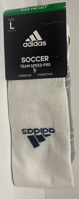 ADIDAS SOCCER TEAM SPEED PRO OTC WHITE SOCKS SIZE LARGE  NEW