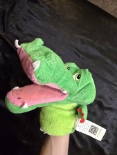 Dakin Green Alligator Crocodile Plush Hand Puppet Googly Eyes Faux Fur 9.5 Inch