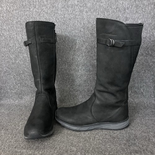 Eddie Bauer Lodge Boots Womens 7.5 Tall Waterproof Black Nubuck Leather Classic