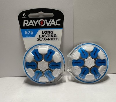 New Rayovac Size 675 Zinc-Air Hearing Aid Batteries | Lot of Two 6-packs
