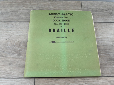 Vintage Mirro Matic Pressure Pan Cook Book in Braille Mirro Aluminum Paperback