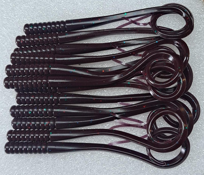 12 Pack of 7'' Bungee Reflex Worms in Dark Junebug Blitz Color.   SALE*$3.49/pckg