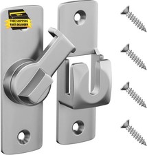 Flip Door Latch, 90/180 Degree Barn Door Latch, Silver Right Angle Door Lock Lat