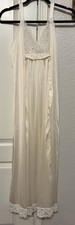 Vintage Miss Elaine Creamy Ivory Slinky Nylon Nightgown Small Olga Style/Lace