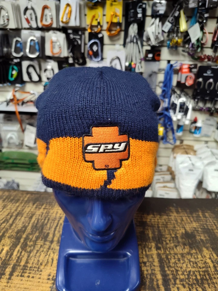 Vintage Spy Beanie 90s Y2K Skater Hat Navy Orange 100 Percent Acrylic Used - Image 2 of 4