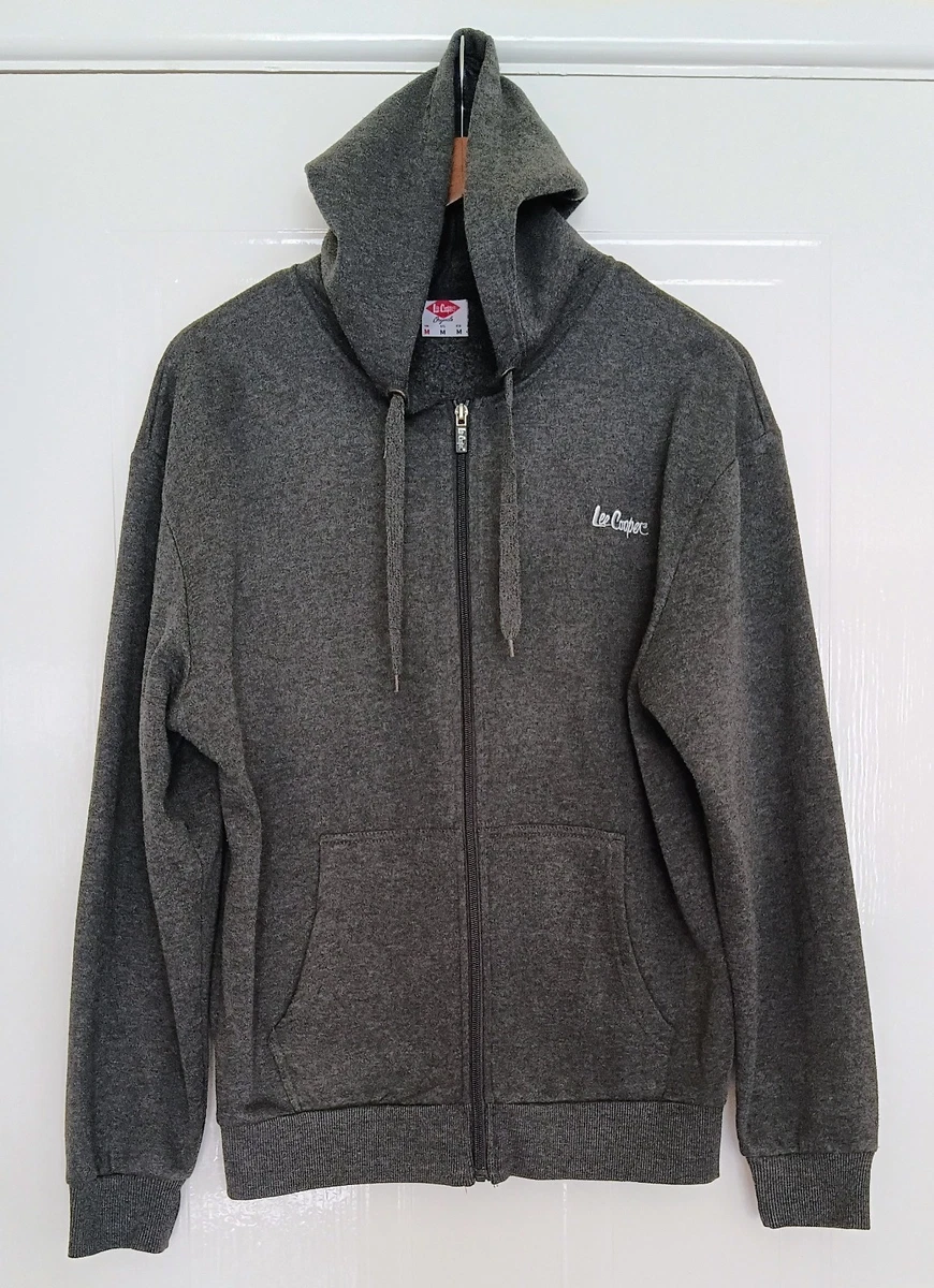 Sudadera con capucha Lee Cooper Originals para hombre gris jaspeado forrada de lana con cremallera talla M