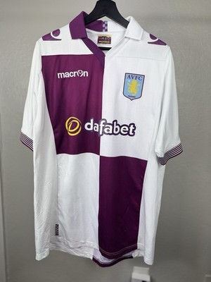 ASTON VILLA 2013/2014 AWAY FOOTBALL SHIRT MACRON SOCCER JERSEY MENS SIZE XL