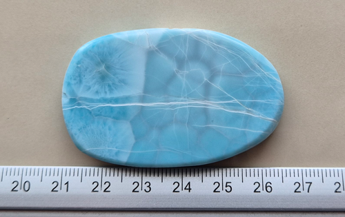 Larimar Scheibe oval poliert Dominikanische Republik Pektolith blau Unikat