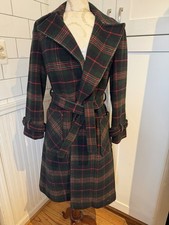 Vintage 50s 60s Plaid Wool Pendleton Wrap Coat. Blue Red Green Small