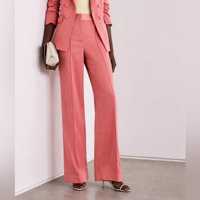 Veronica Beard Edia Wide Leg Satin Pants Peach Mid Rise Trousers M