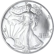 1990 American Silver Eagle 1 Oz Uncirculated Coin Contact Marks See Pics J841