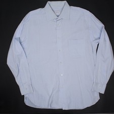Ermenegildo Zegna Dress Shirt Mens 16.5 35 Solid Powder Blue Cotton Long Sleeve