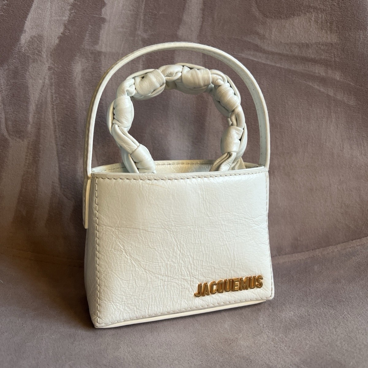JACQUEMUS Le Sac Noeud Leather Handbag White