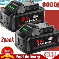 2PACK For Milwaukee For M18 Battery 8.0 AH Extended Capacity 18V 48-11-1860 RARA