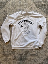 Peanuts Snoopy Happiness Womens Medium Sweatshirt B W
