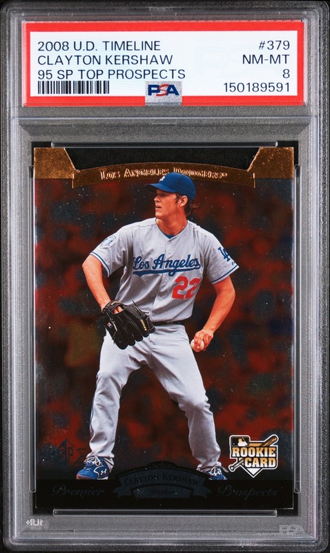 2008 UPPER DECK TIMELINE 95 SP TOP PROSPECTS #379 CLAYTON KERSHAW PSA 8