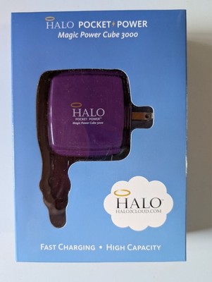 HALO Pocket Power Cube 3000 Compatible with USB Charged Devices New purple