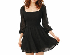 Reformation Women's Dress Sz 6 Black Chiffon Silhouette Smock Bodice Whimsigoth