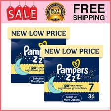 2 Box Pampers Swaddlers Overnight Zzz Baby Diapers Size 7, 36 Count/ Box
