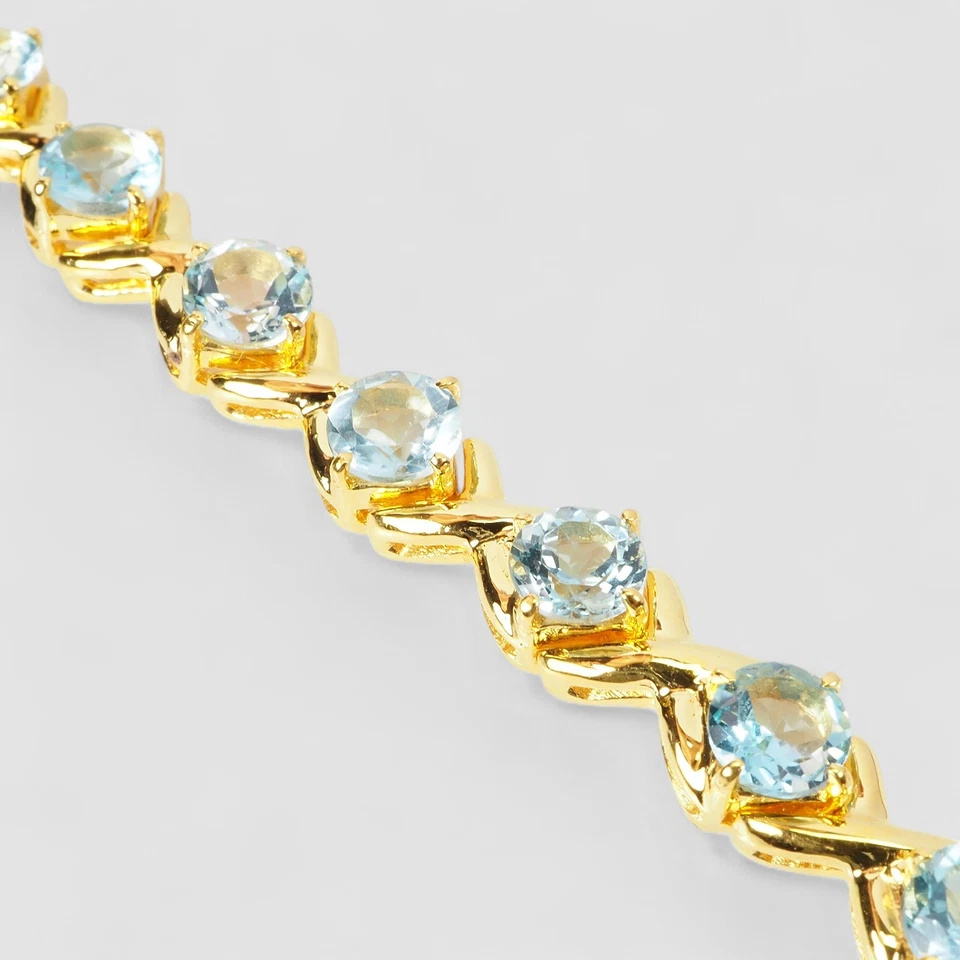 Cautivadoras pulseras y dijes aguamarina azul bebé plata de ley 925 oro 24K Foto 4 de 4