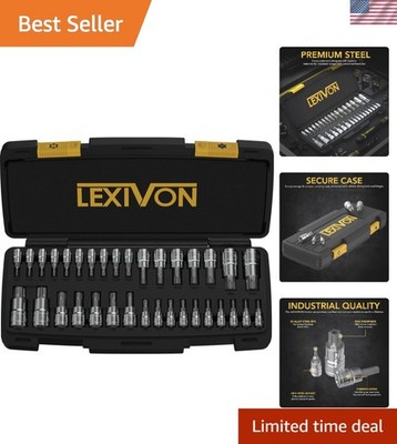 Complete 34-Piece Master TORX Bit Socket Set - Chrome Vanadium & Polished