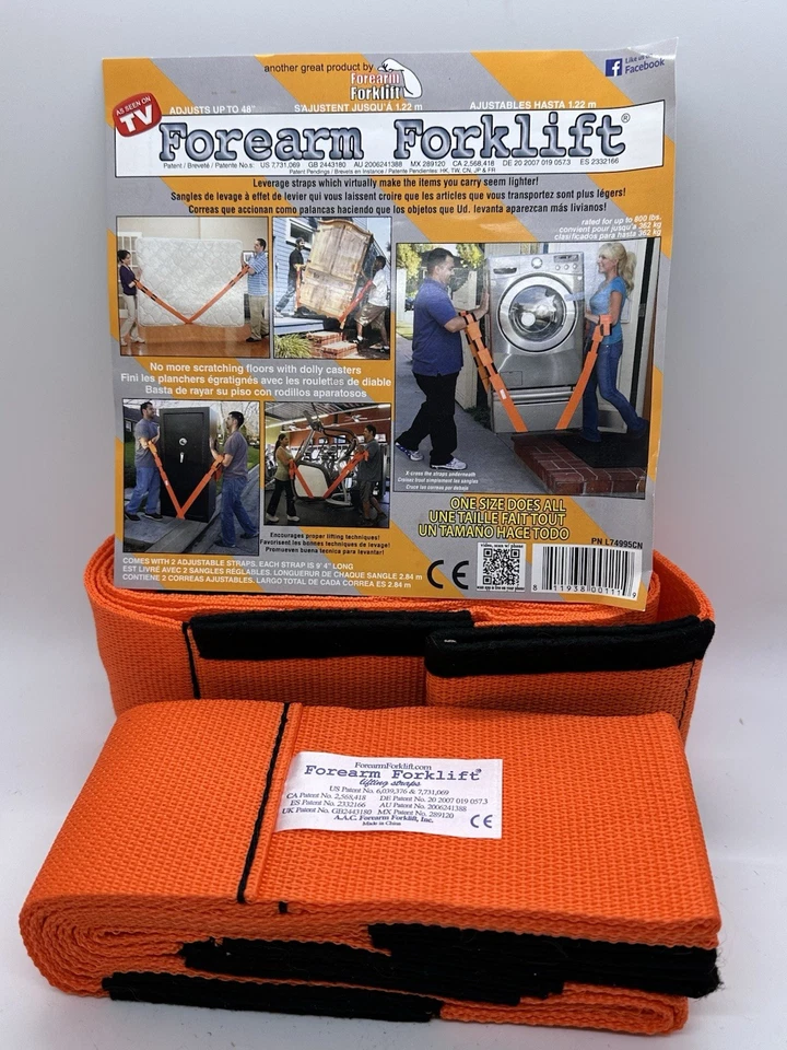 Correas de elevación para carretilla elevadora de antebrazo sistema de movimiento ajustable naranja como se ve en TV Foto 2 de 4