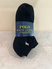 Polo Ralph Lauren Classic Sport 6-Pair Men's Low Cut Socks Black with Gray Pony