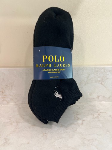 Polo Ralph Lauren Classic Sport 6 Paar tief geschnittene Herrensocken schwarz mit grauem Pony - Bild 1 von 4
