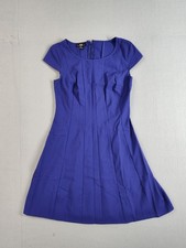 AGB Women Sheath Dress 6 Blue Pleated Knee Length Cap Sleeve Casual Workwear