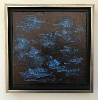 ''Blue Clouds'' Original hand done art on canvas. Signed/framed.