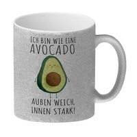 Avocado Glitzer-Kaffeebecher Mit Spruch AußEn Weich Innen Stark Wie Avocado