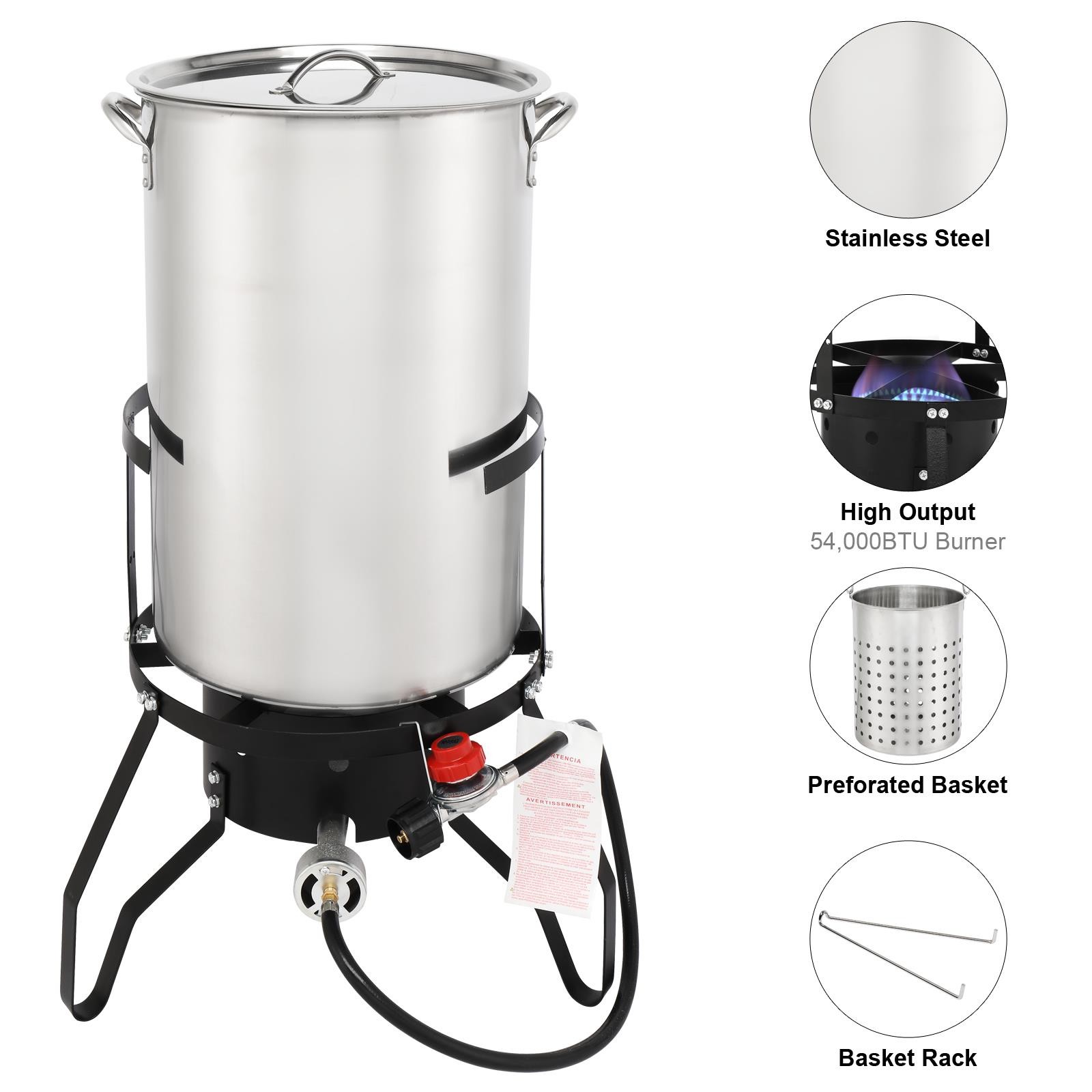 Outdoor Deep Turkey Fryer 50QT Gas Propane Stock Pot Cooker Rack Corn Lobster