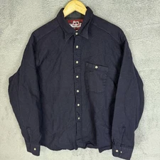 Woolrich Shirt Mens XL Blue Wool Flannel Work Long Sleeve Hike Button Up