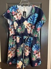 ISHOPEER Tropical Floral Beach Cover-up Dress - Women's Size Medium