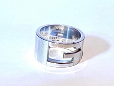 GENUINE HALLMARKED GUCCI ITALY STERLING SILVER G LOGO RING SIZE R 1/2 JEWELLERY