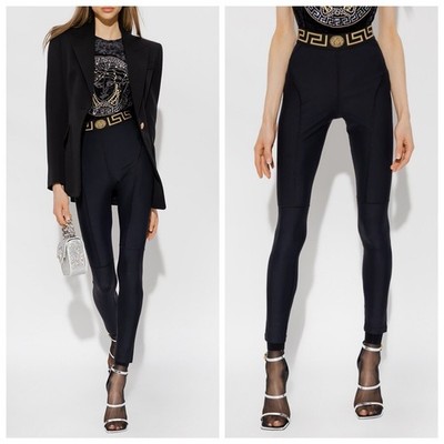 NWT Versace Medusa Leggings Size S Black Greca High Rise Stretch $525