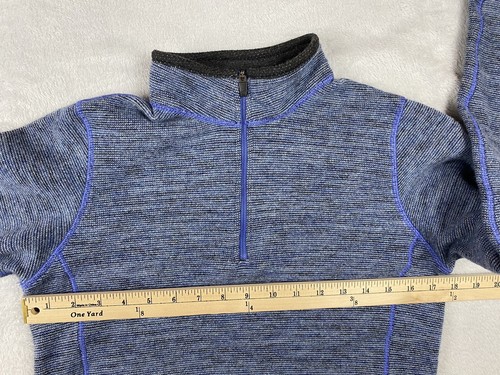 Overland Wool 1/4 Zip Pullover Sweater Blue Gray Girls Size XL Ski Snow Layer - Picture 7 of 8